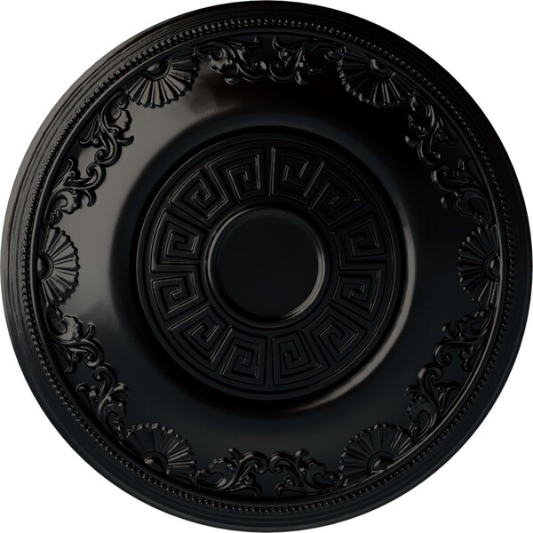 Ekena Millwork Nestor Ceiling Medallion (Fits Canopies up to 5"), Hand-Painted Jet Black, 25 7/8"OD x 2 1/4"P CM25NEBLF - main